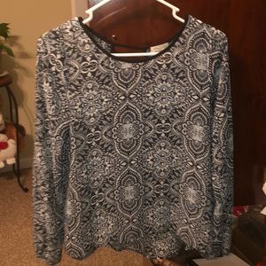 Dark blue print blouse